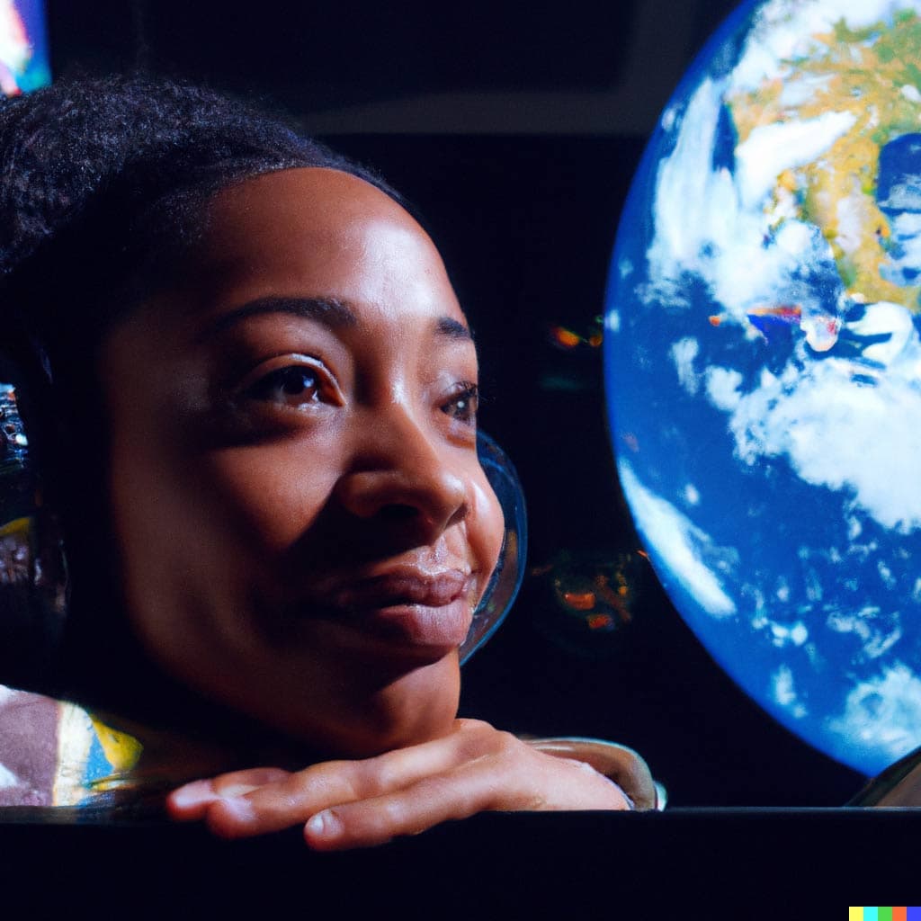 Astronaut looking at Earth from the ISS